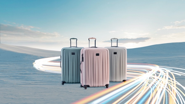 TUMI V4 系列旅行箱，採用回收硬殼材料